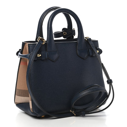 Burberry Grainy Calfskin House Check Baby Banner Tote Ink Blue 3 of 8