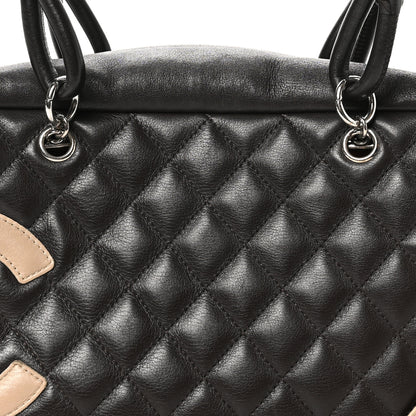 Chanel Calfskin Quilted Cambon Large Bowler Brown Beige 8 of 10