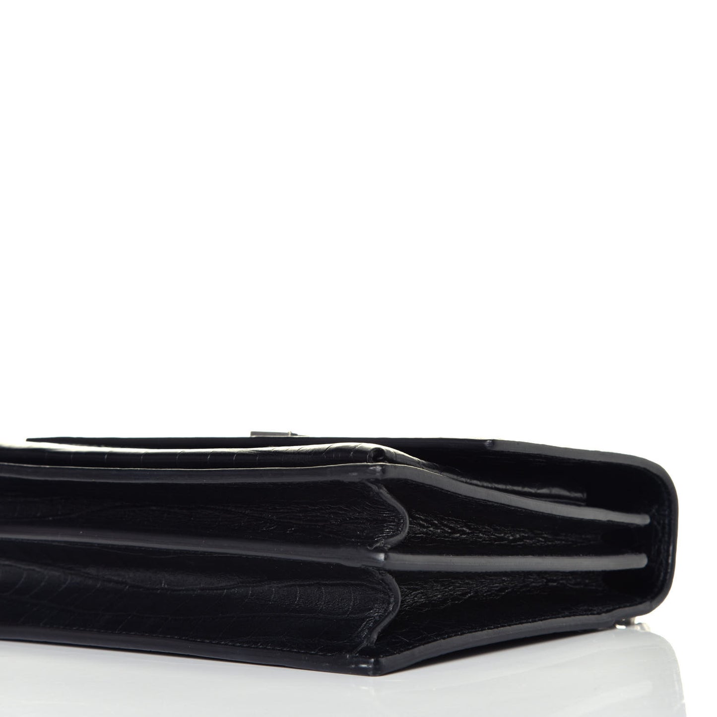 Calfskin Crocodile Embossed Medium Monogram Sunset Black