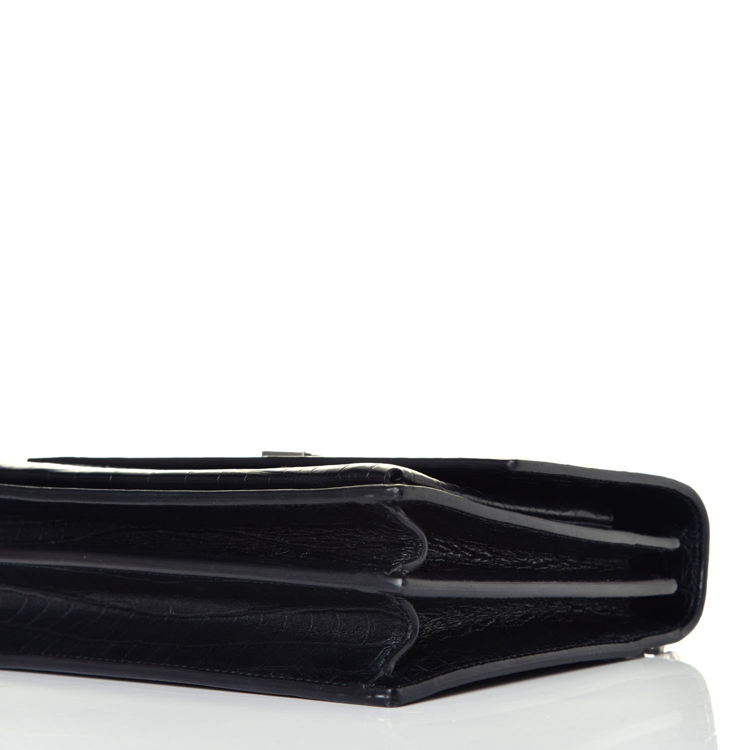 Saint Laurent Calfskin Crocodile Embossed Medium Monogram Sunset Black 8 of 8