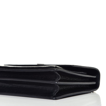 Saint Laurent Calfskin Crocodile Embossed Medium Monogram Sunset Black 8 of 8