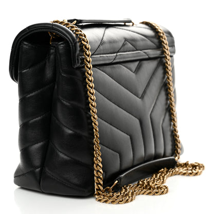 Saint Laurent Calfskin Y Quilted Monogram Small Loulou Chain Satchel Black 3 of 13