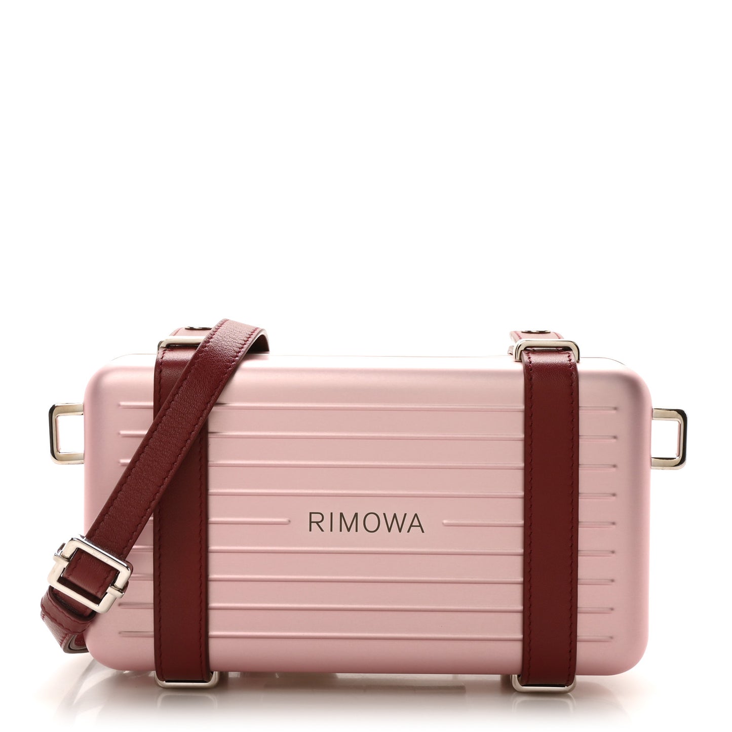 X RIMOWA Aluminum Personal Clutch On Strap Rose