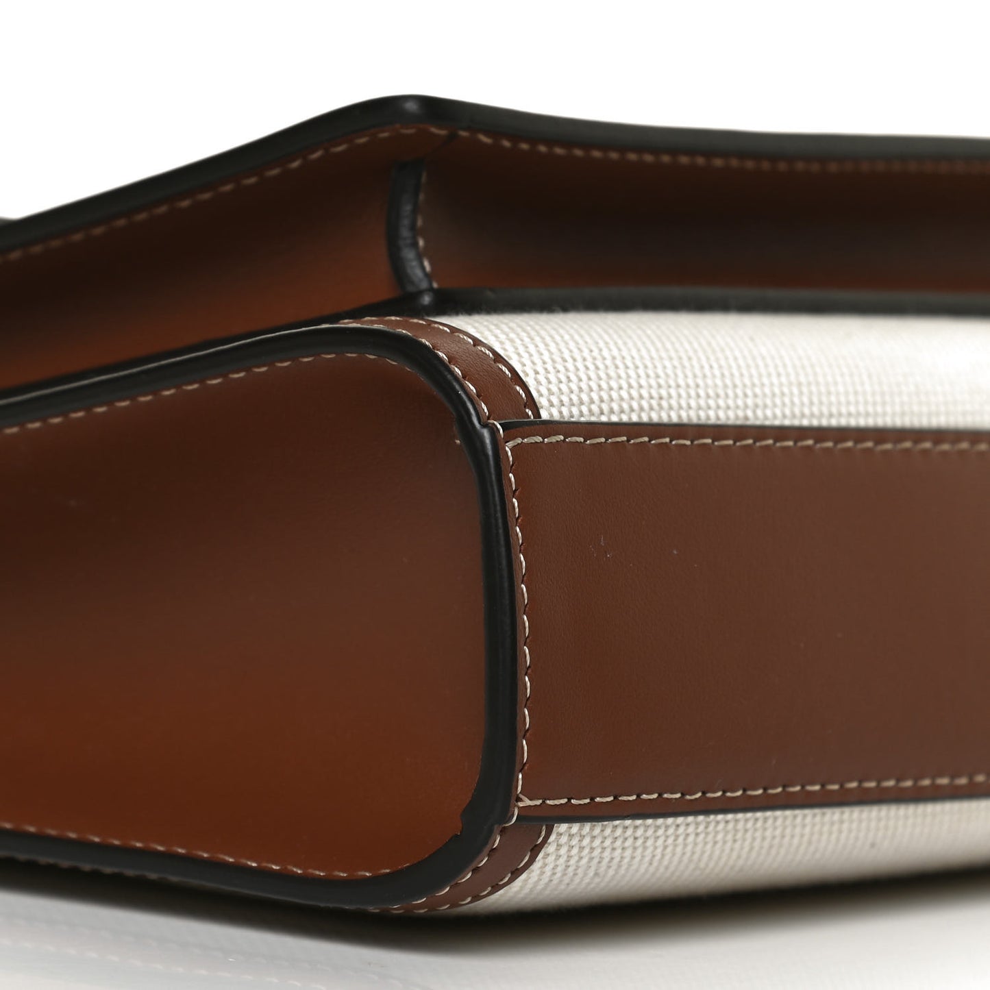 Canvas Smooth Calfskin Two Tone Mini Pocket Bag Natural Malt Brown