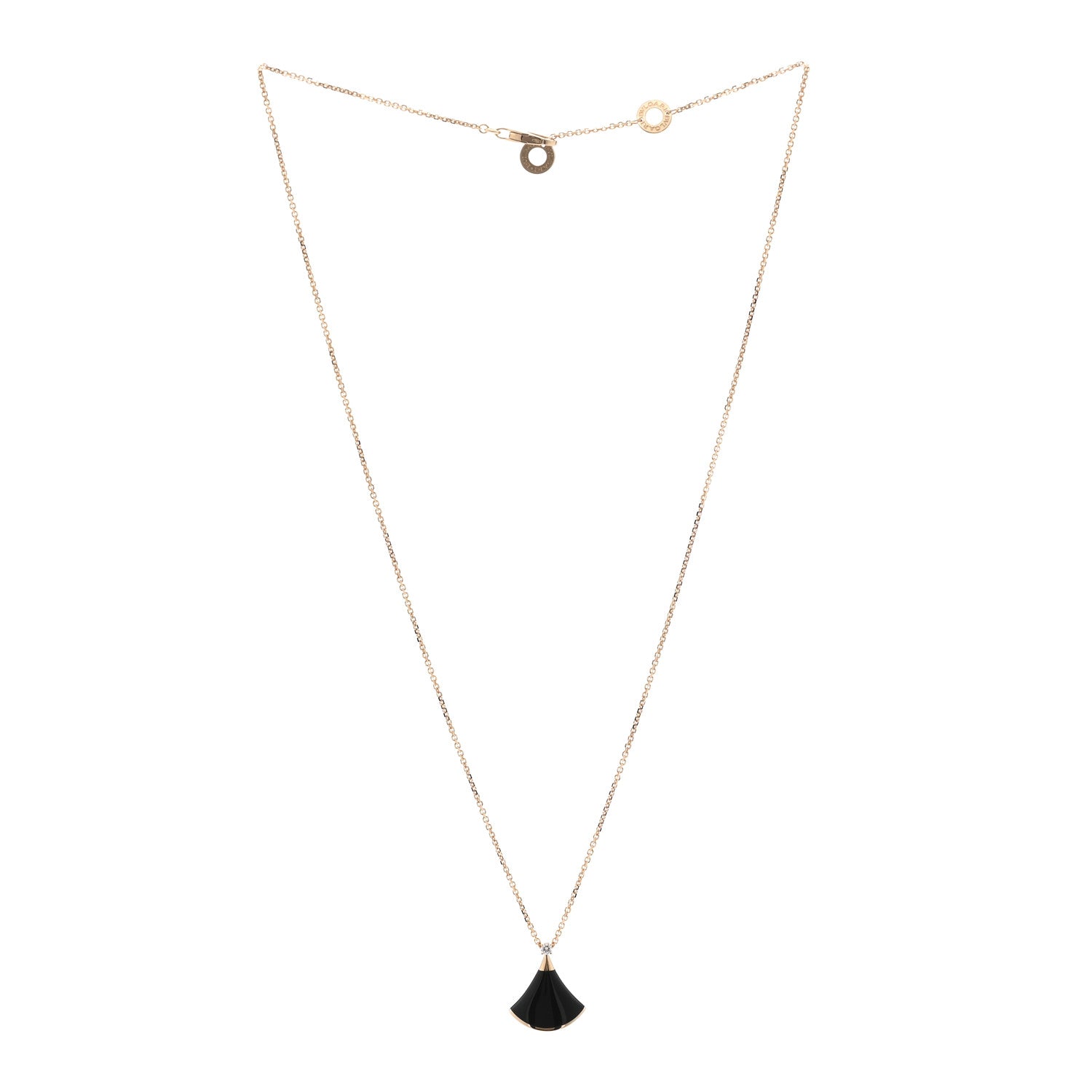 Bulgari 18K Rose Gold Diamond Black Onyx Divas' Dream Pendant Necklace 3 of 5
