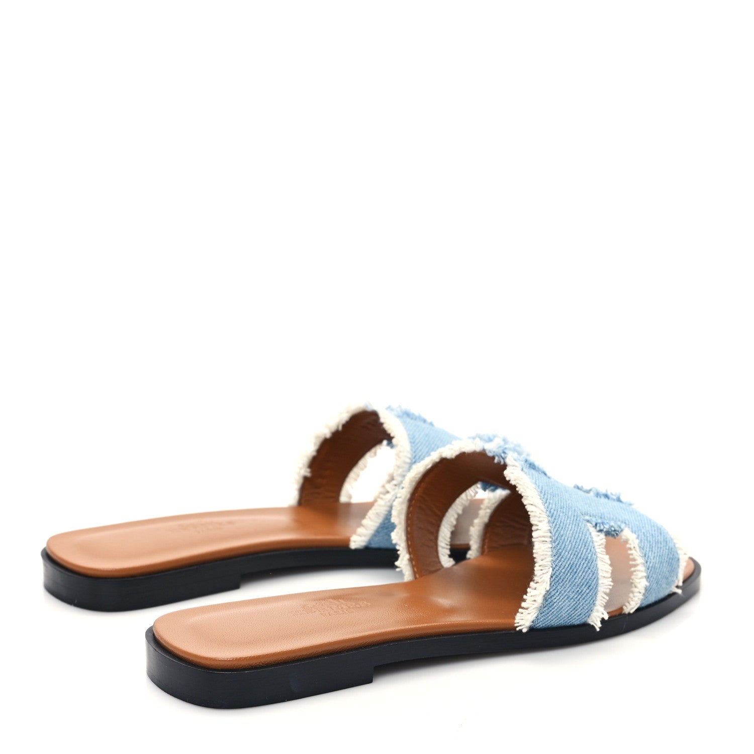 Hermes Denim Oran Fringe Sandals 36.5 Bleu Clair 4 of 9