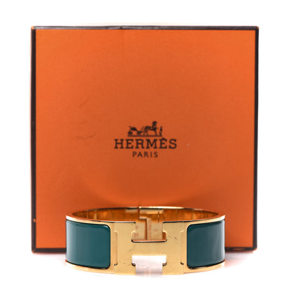 Hermes Enamel Wide Clic Clac H Bracelet PM Malachite 7 of 7