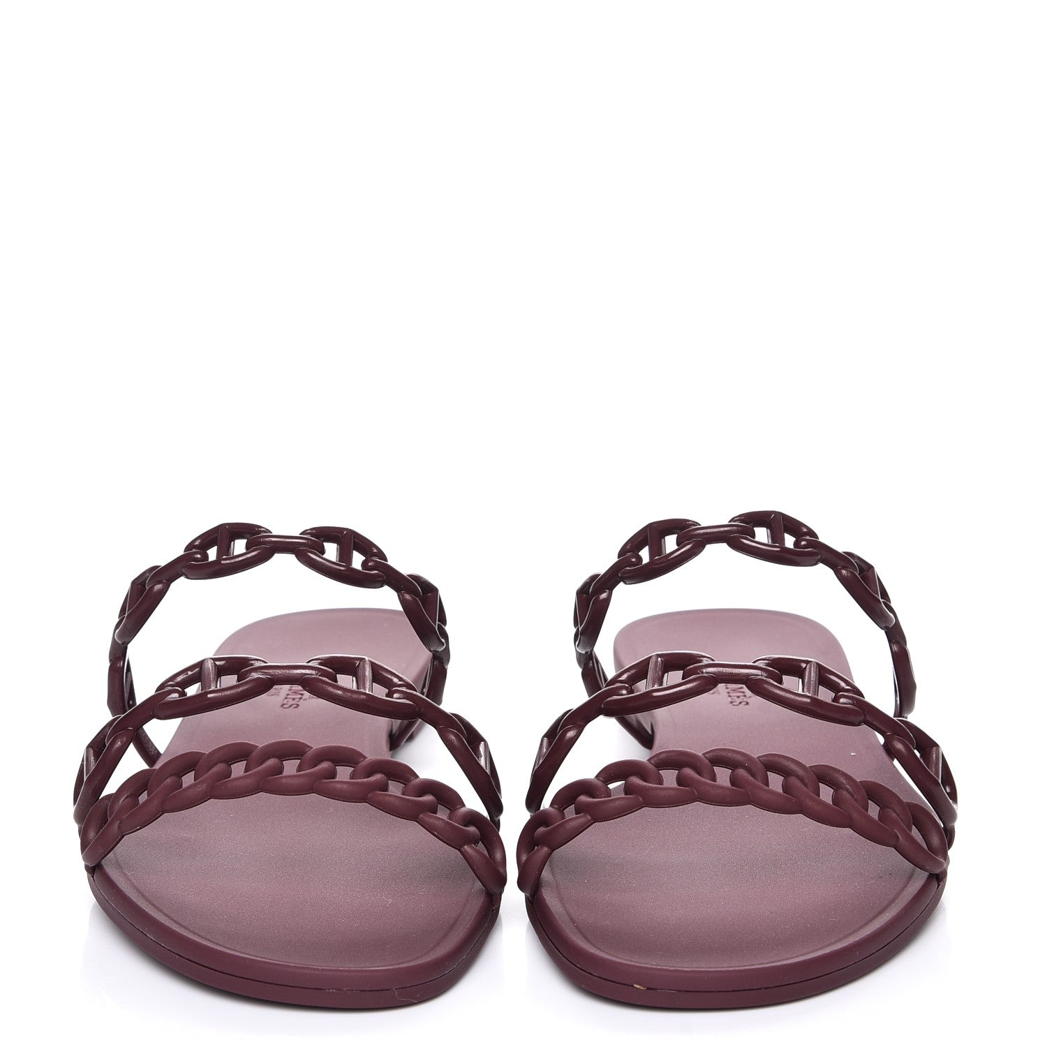 Hermes Rubber Chaine d'Ancre Rivage Sandals 37 Bordeaux 2 of 8