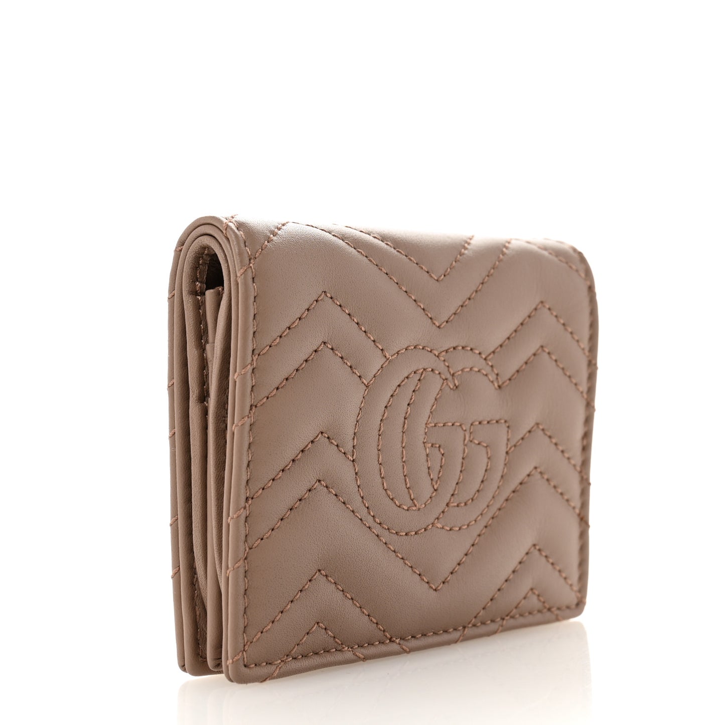 Calfskin Matelasse GG Marmont Card Case Wallet Porcelain Rose