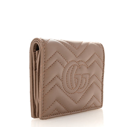 Gucci Calfskin Matelasse GG Marmont Card Case Wallet Porcelain Rose 3 of 7