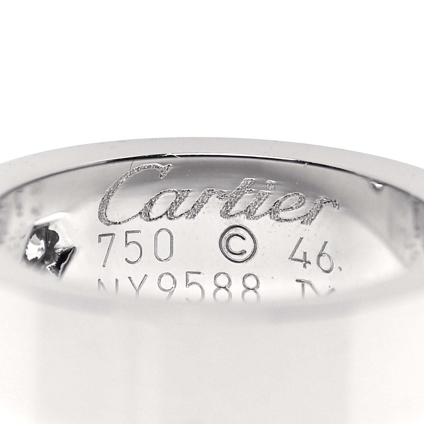 18K White Gold Diamond 5.5mm Christmas LOVE Ring 46 3.75