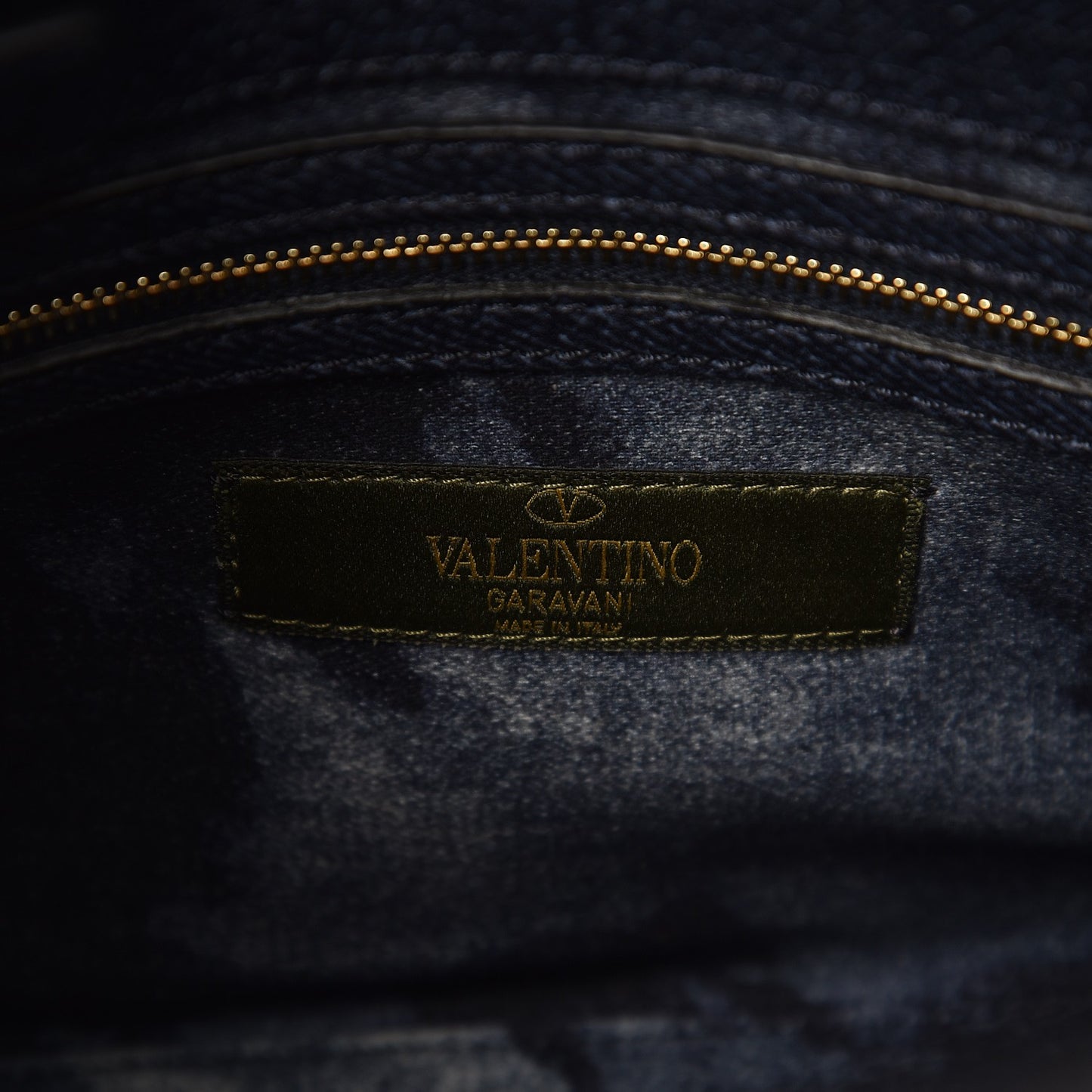 Denim Butterfly Embroidered Small My Rockstud Frame Bag Blue
