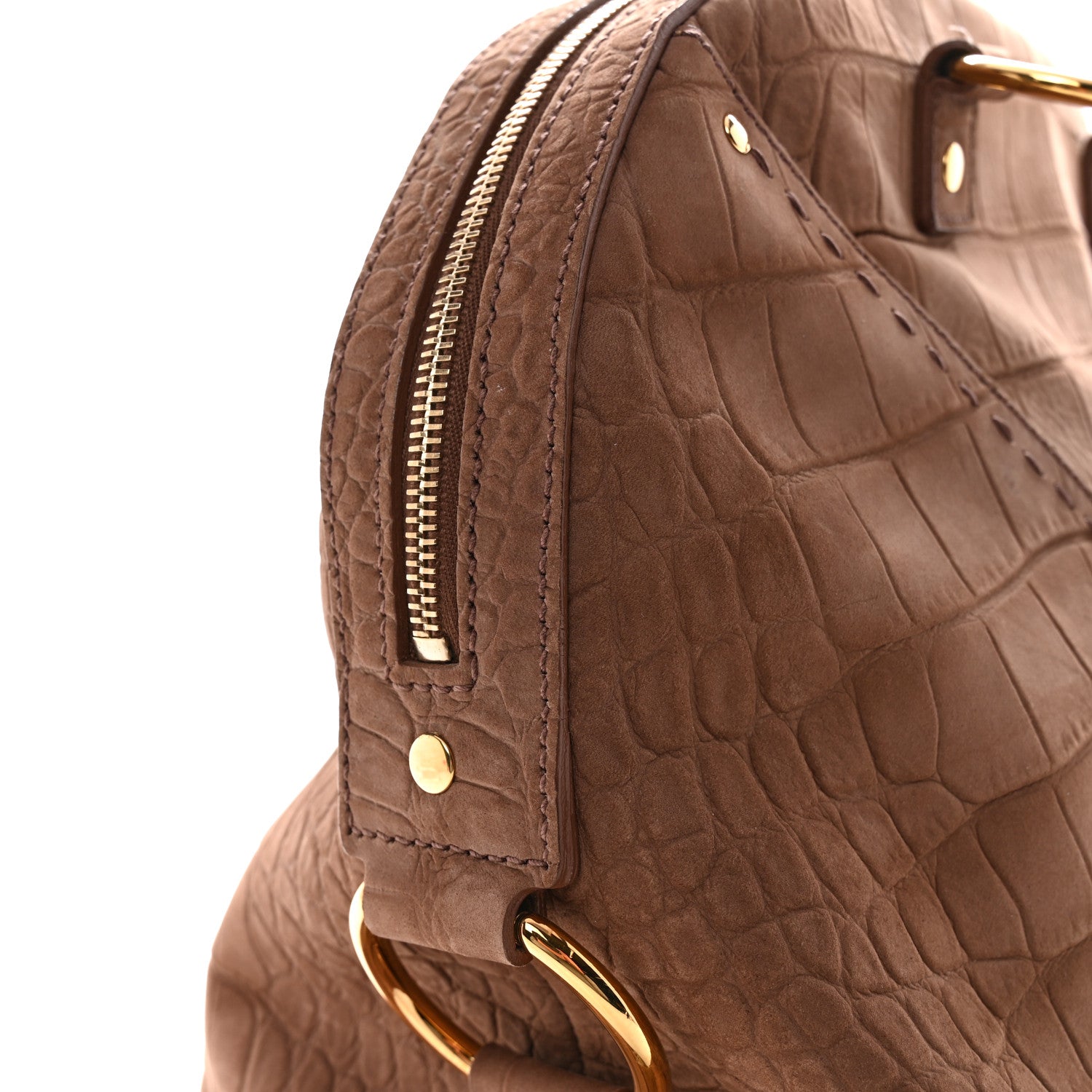 Saint Laurent Nubuck Croc Embossed Oversized Muse Beige 14 of 14