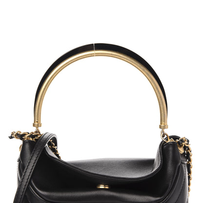 Chanel Lambskin Chevron Quilted Handle With Chic Bucket Bag Black 12 of 13