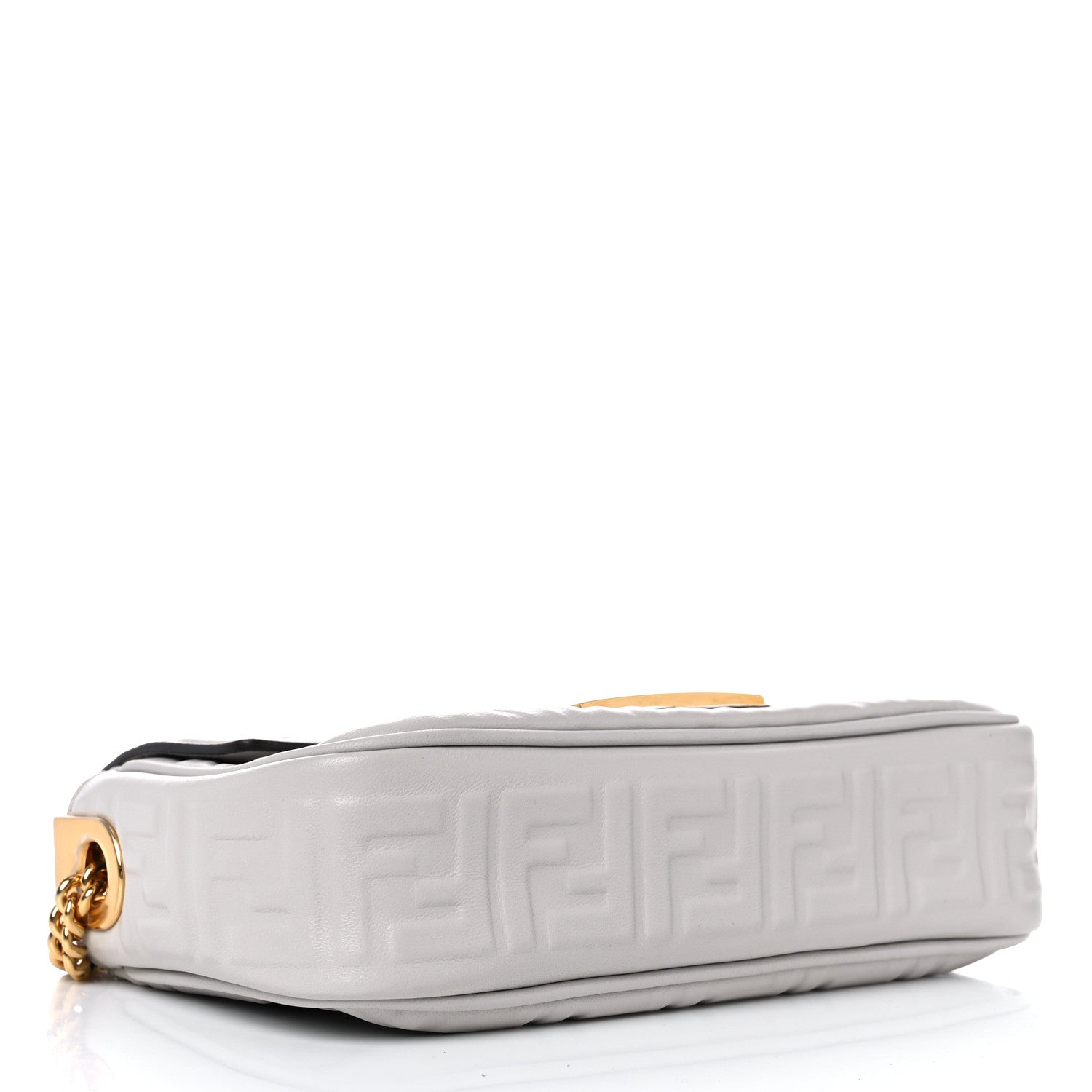 Fendi Nappa Small FF Embossed Midi Chain Baguette Ghiaia 4 of 10