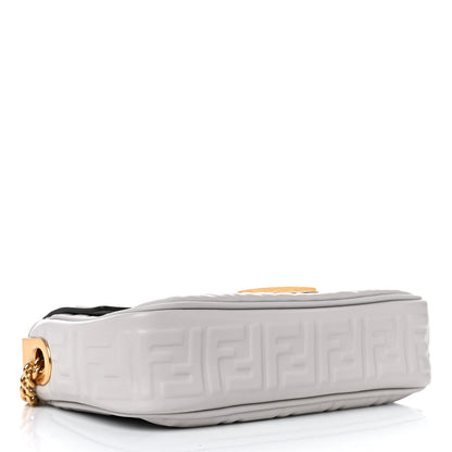 Fendi Nappa Small FF Embossed Midi Chain Baguette Ghiaia 4 of 10