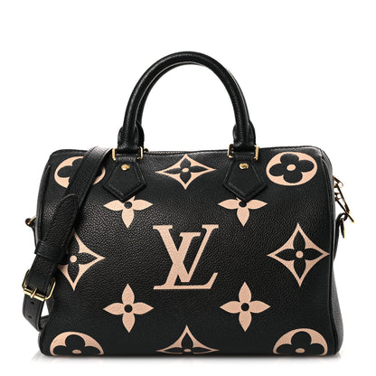 Louis Vuitton Empreinte Monogram Giant Speedy Bandouliere 25 Black Beige 1 of 12