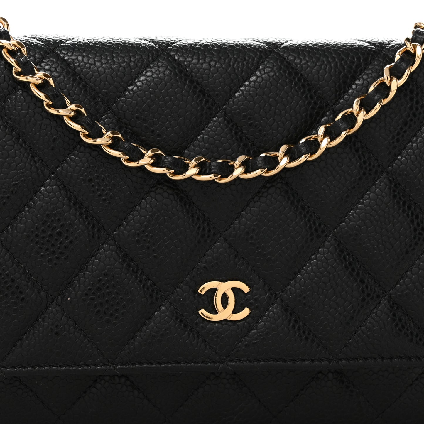 Caviar Quilted Wallet on Chain WOC Black