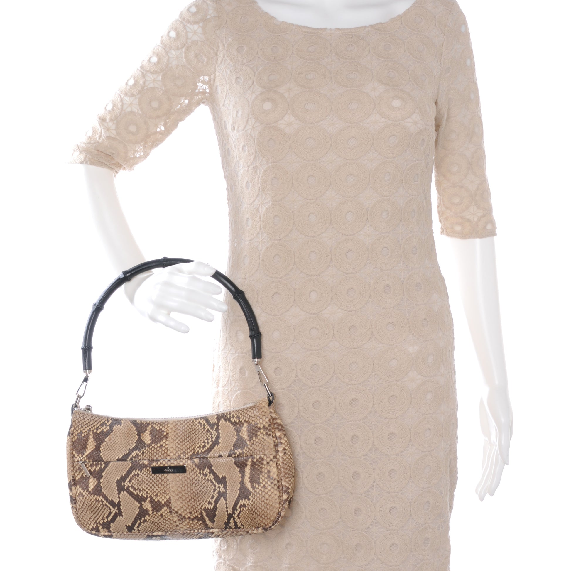 Gucci Python Bamboo Handle Shoulder Bag 2 of 6