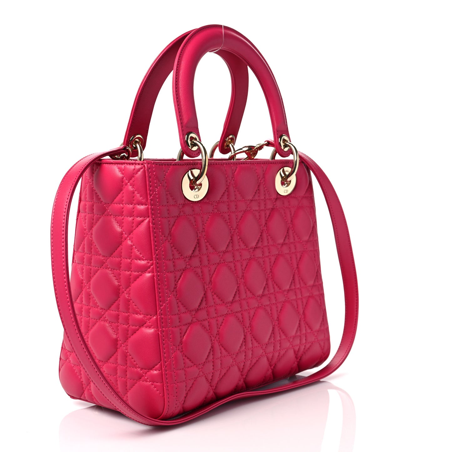 Lambskin Cannage Medium Lady Dior Fuchsia