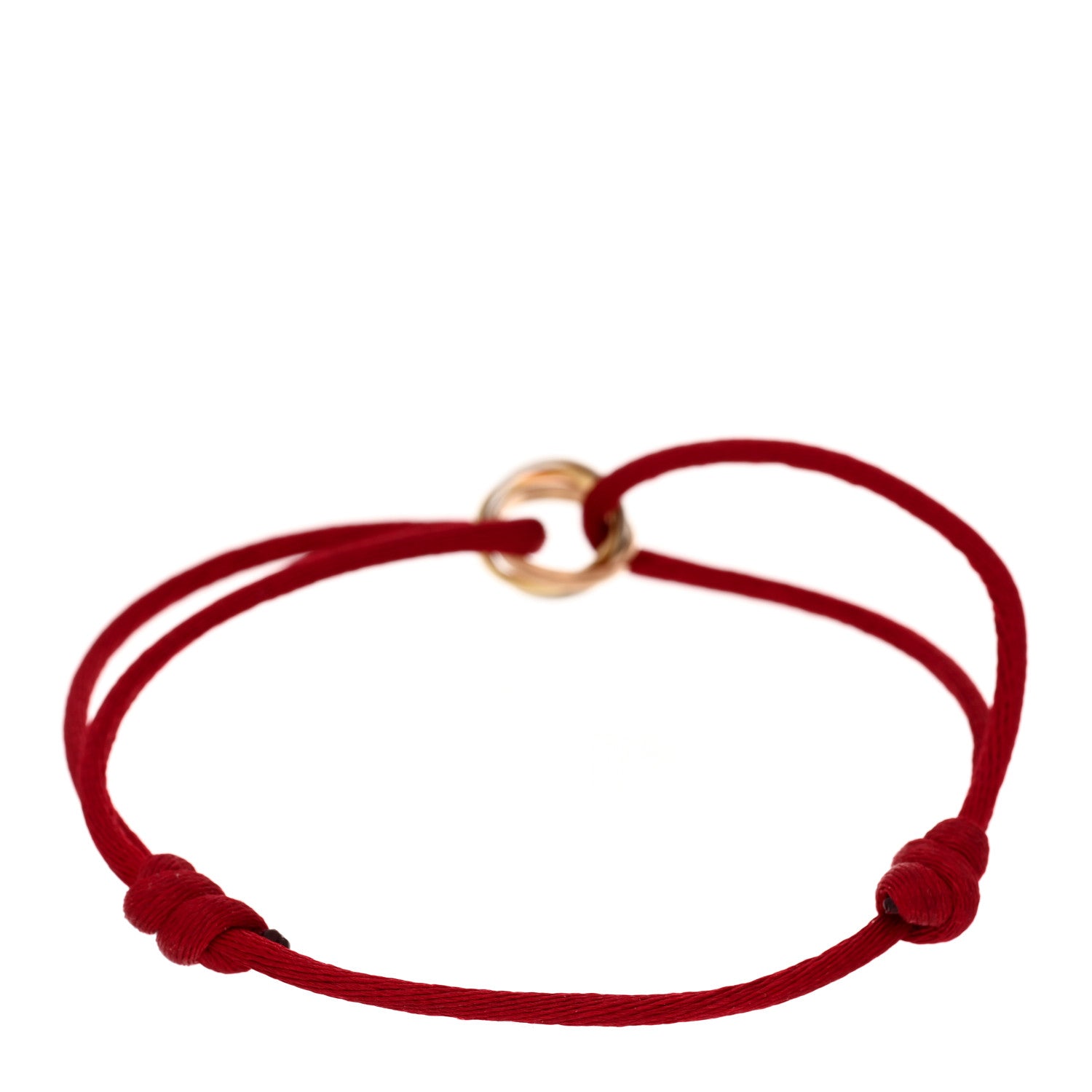 Cartier 18K Pink Yellow White Gold Trinity Cord Bracelet Red 2 of 4