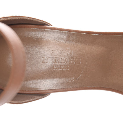 Hermes Calfskin Legend Wedge Sandals 37 Gold 8 of 11