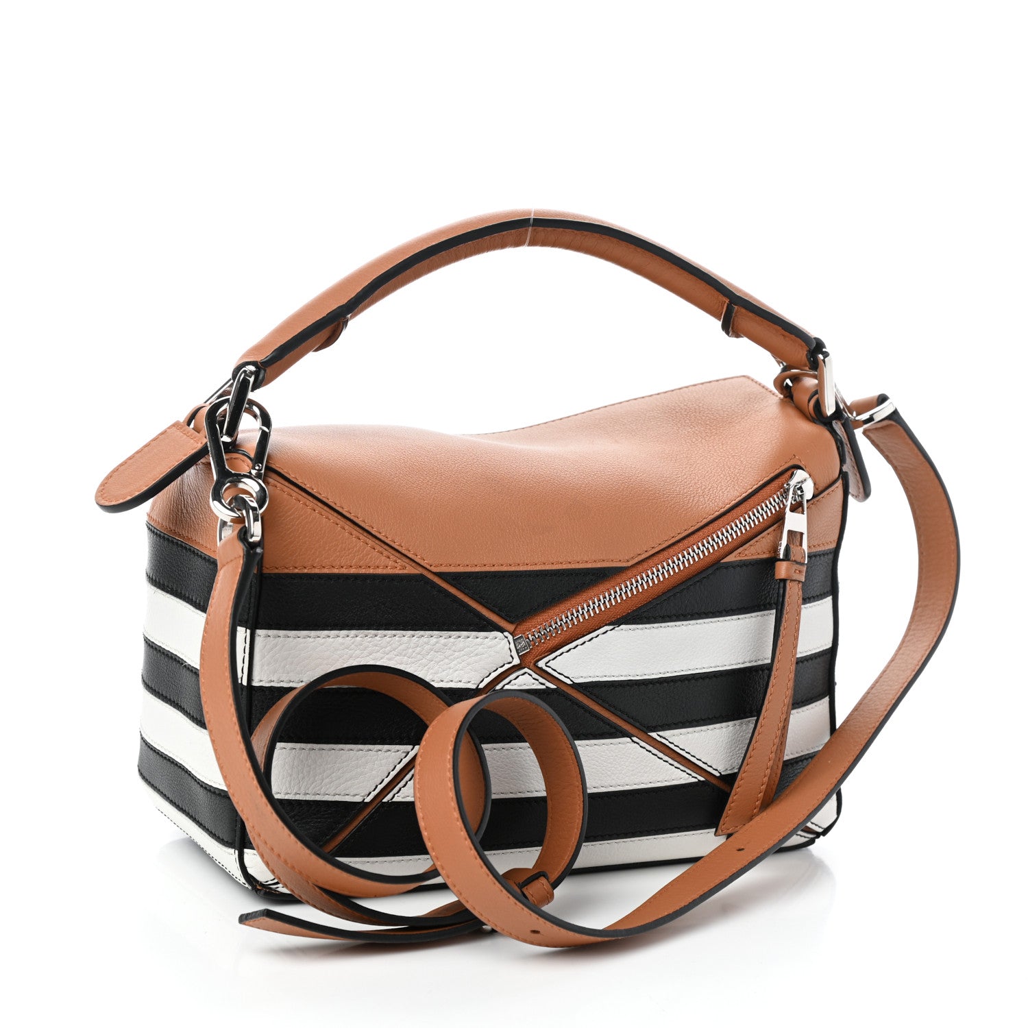 Loewe Calfskin Marine Stripe Small Puzzle Bag Tan 3 of 9