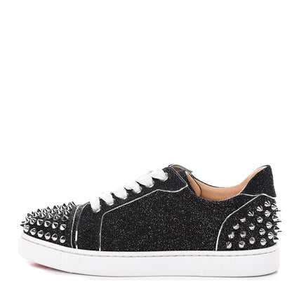 Christian Louboutin Crosta Womens Vieira Spiked Flat Comete Sneakers 35 Black Silver 1 of 9