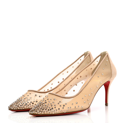 Christian Louboutin Suede Lame Crystal Strass Follies 70 Pumps 36.5 Light Silk 3 of 9