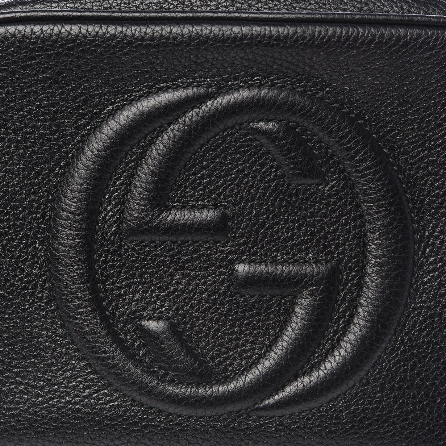 Pebbled Calfskin Small Soho Disco Bag Black