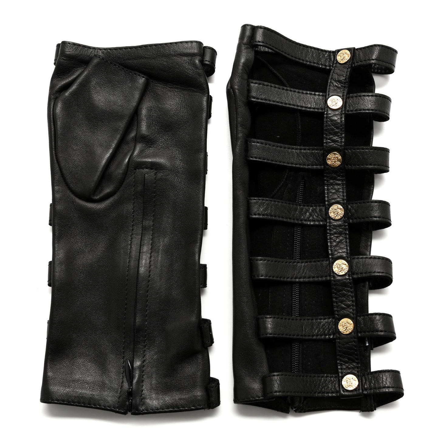Calfskin Fingerless Gloves 8 Black