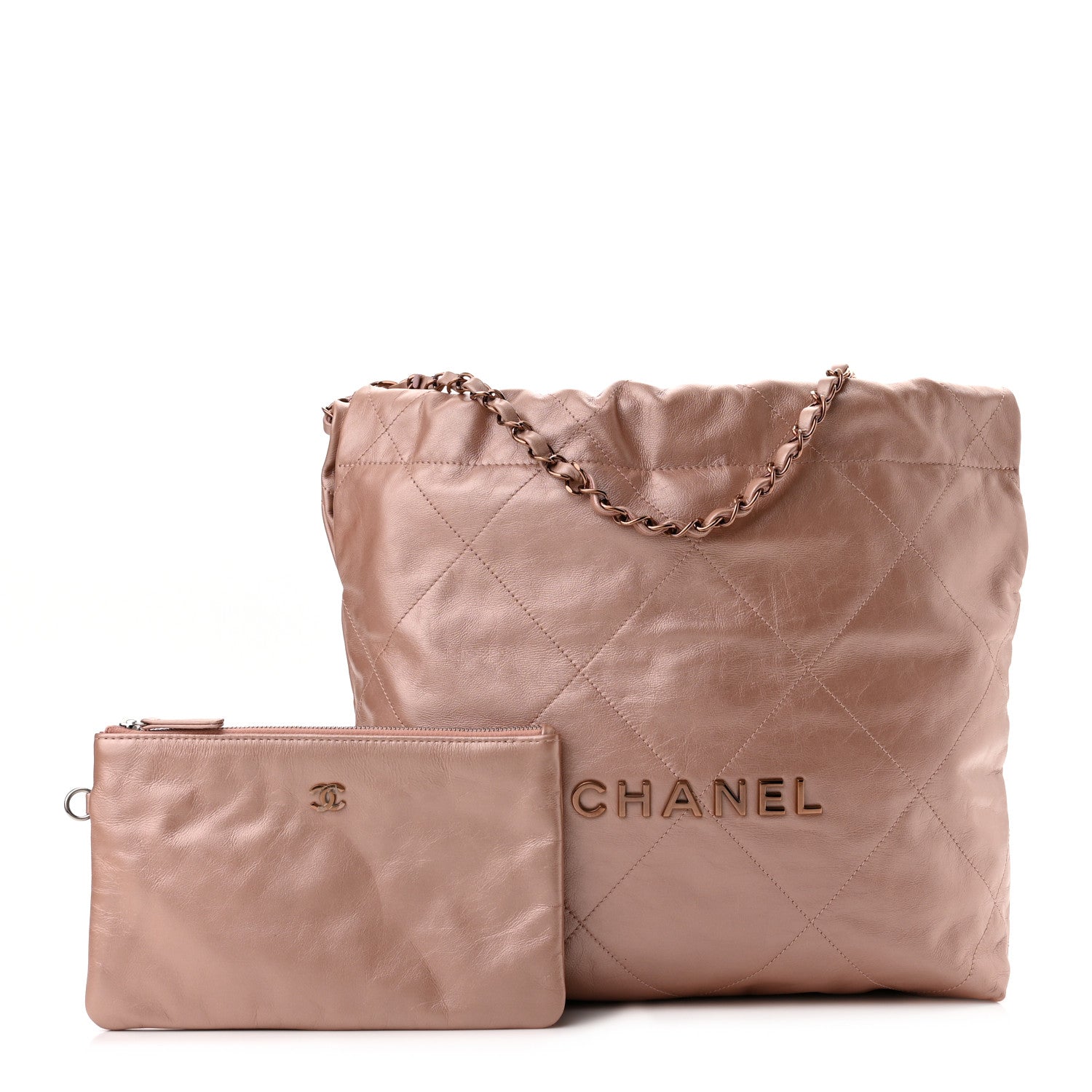 Chanel Metallic Calfskin Quilted Small Chanel 22 Pink 1 of 11