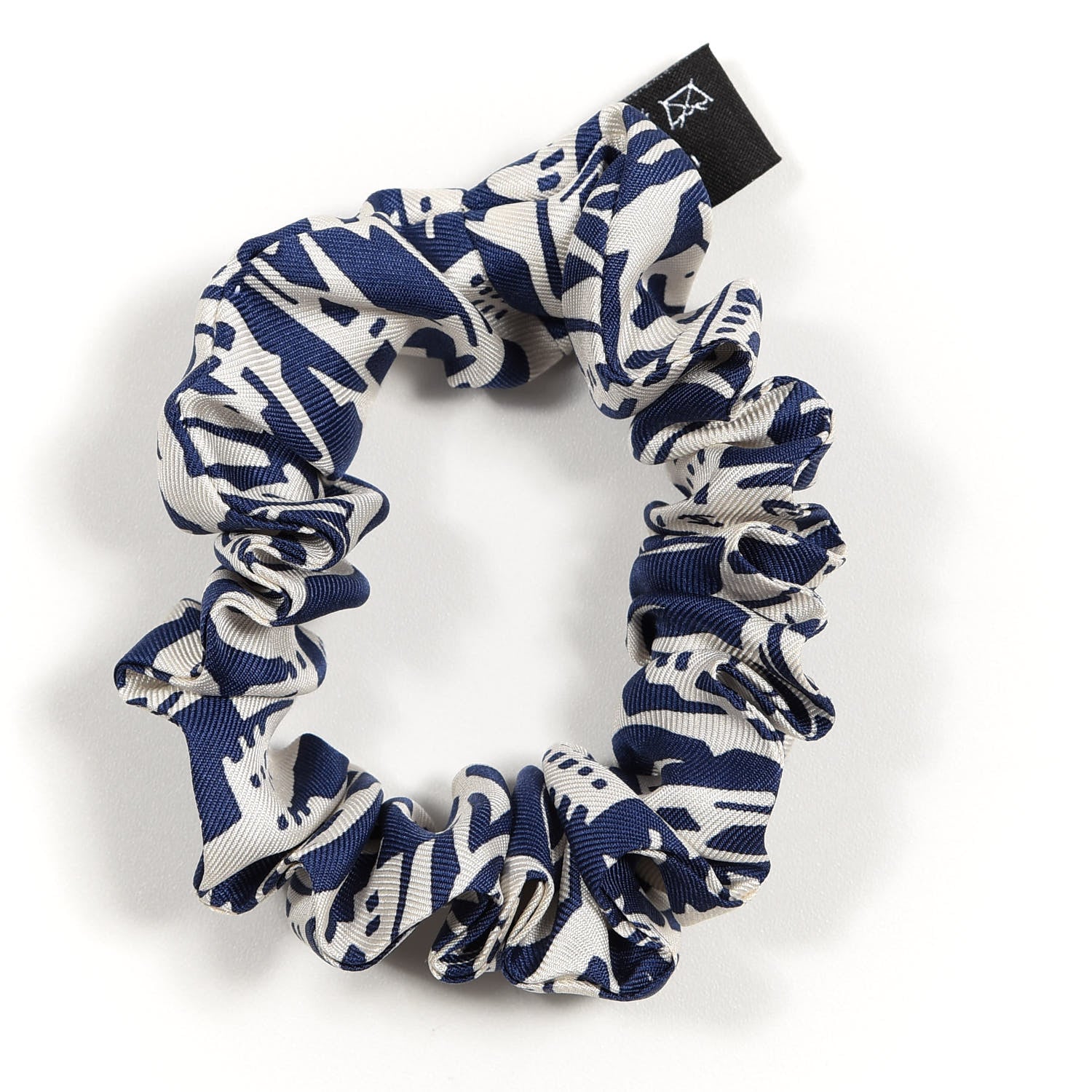 Chanel Silk Twill Hair Scarf Navy Blue White 4 of 5
