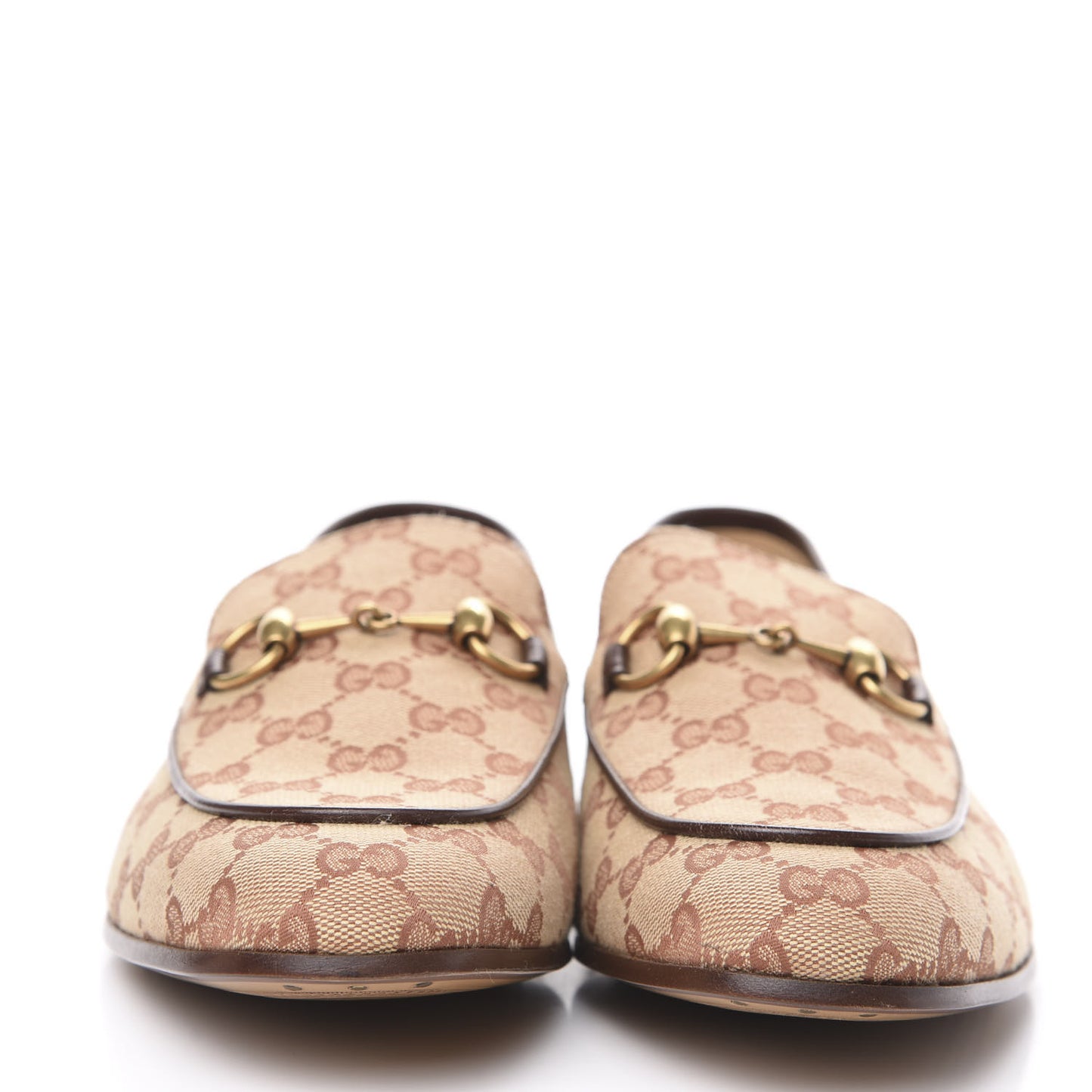 Canvas GG Monogram Horsebit Mens Jordaan Loafers 7.5 Beige Ruggine Light Brown