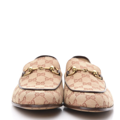 Gucci Canvas GG Monogram Horsebit Mens Jordaan Loafers 7.5 Beige Ruggine Light Brown 2 of 9