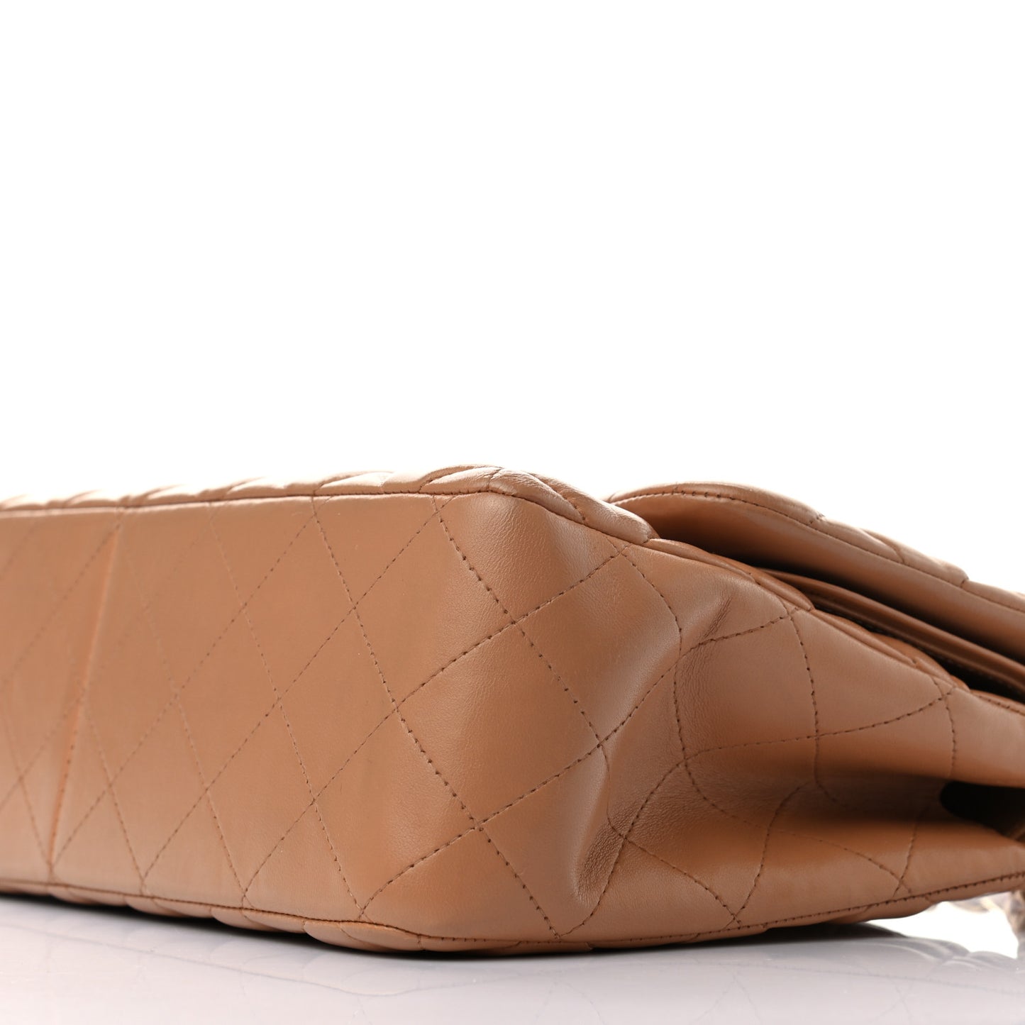 Lambskin Quilted Jumbo Double Flap Dark Beige