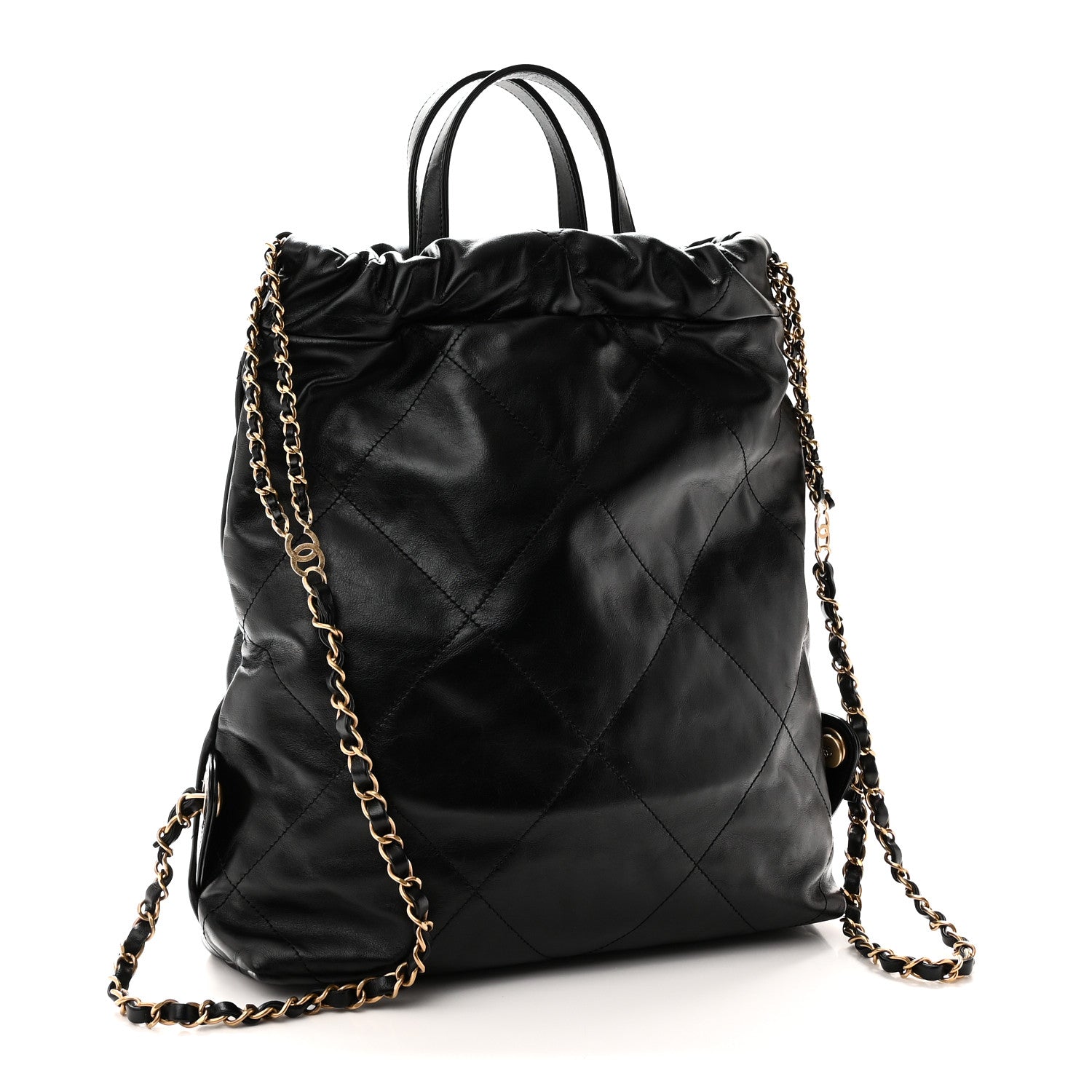 Chanel Shiny Calfskin Quilted Chanel 22 Backpack Black 3 of 10