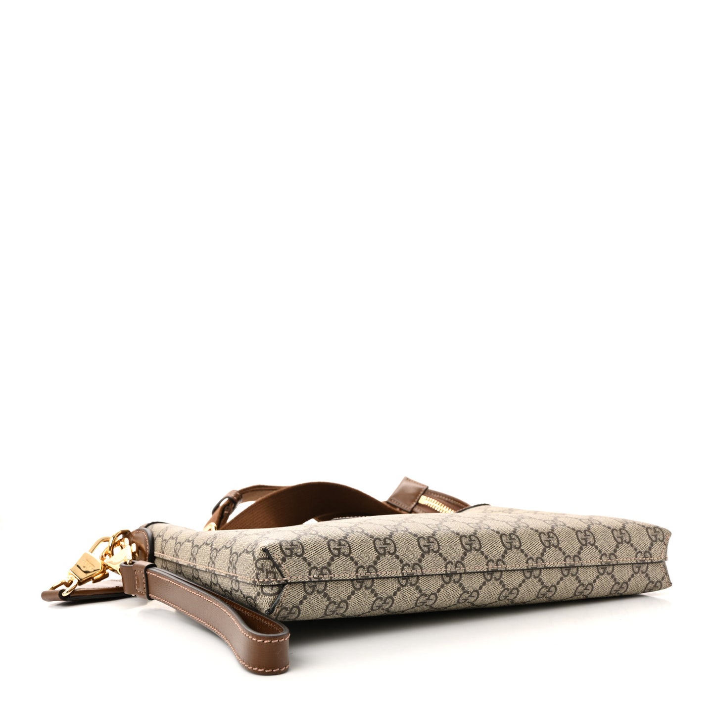 GG Supreme Monogram Azalea Calfskin Retro Interlocking G Wristlet Messenger Bag Beige Ebony Brown Sugar Beige Ebony Brown Sugar