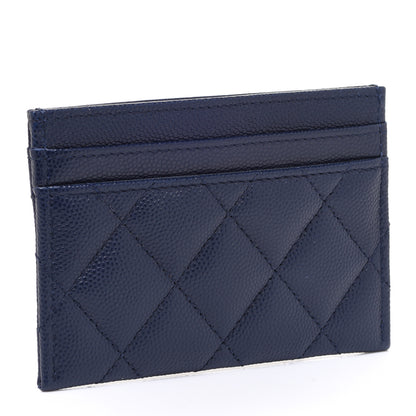 Chanel Caviar Quilted Crystal Card Holder Navy 3 of 9
