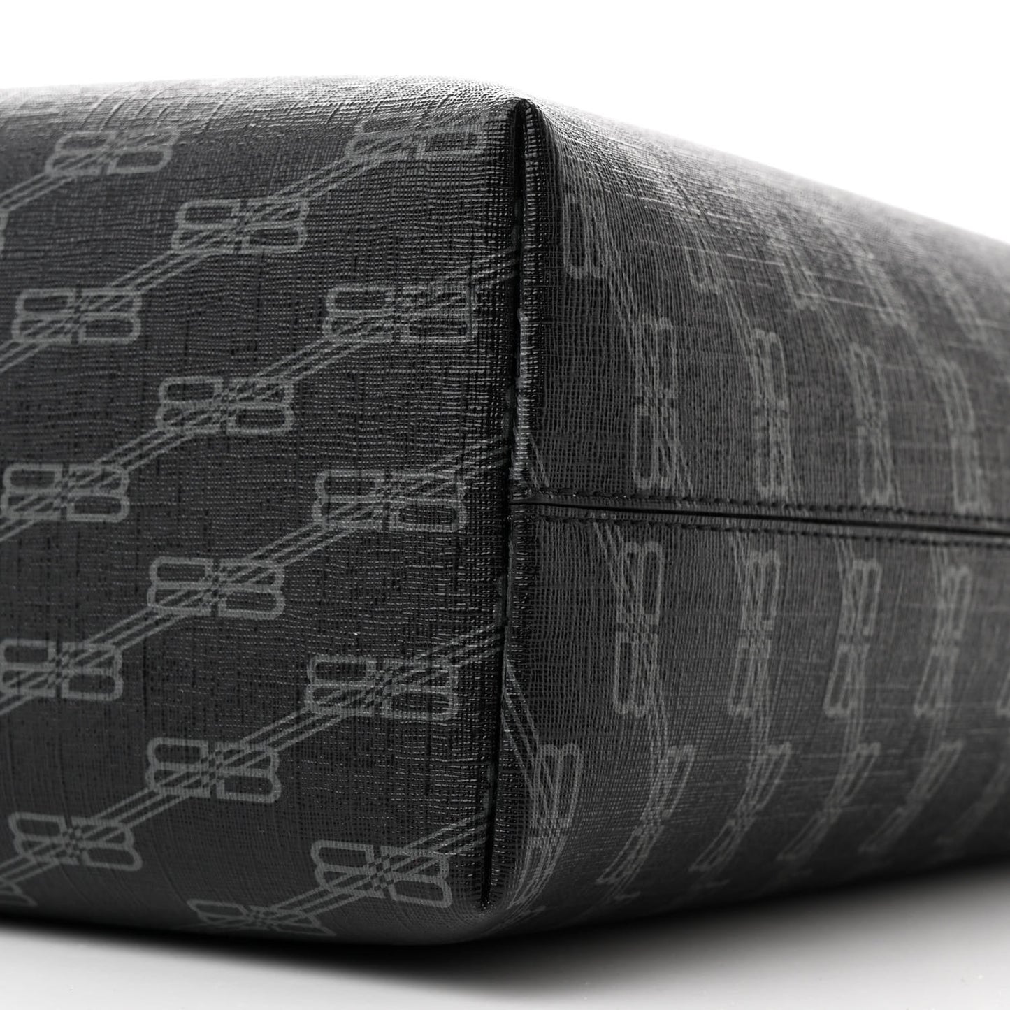 Coated Canvas BB Monogram Medium Signature East West Shopper Bag Black Grey