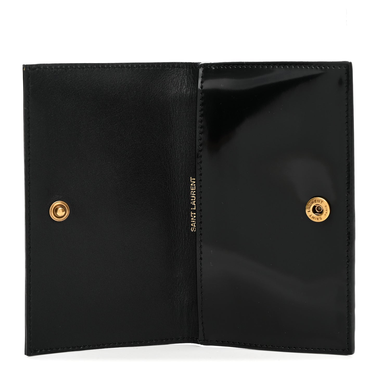 Nappa Patent Calfskin Two-Toned Monogram Flap Wallet Alabastro Black