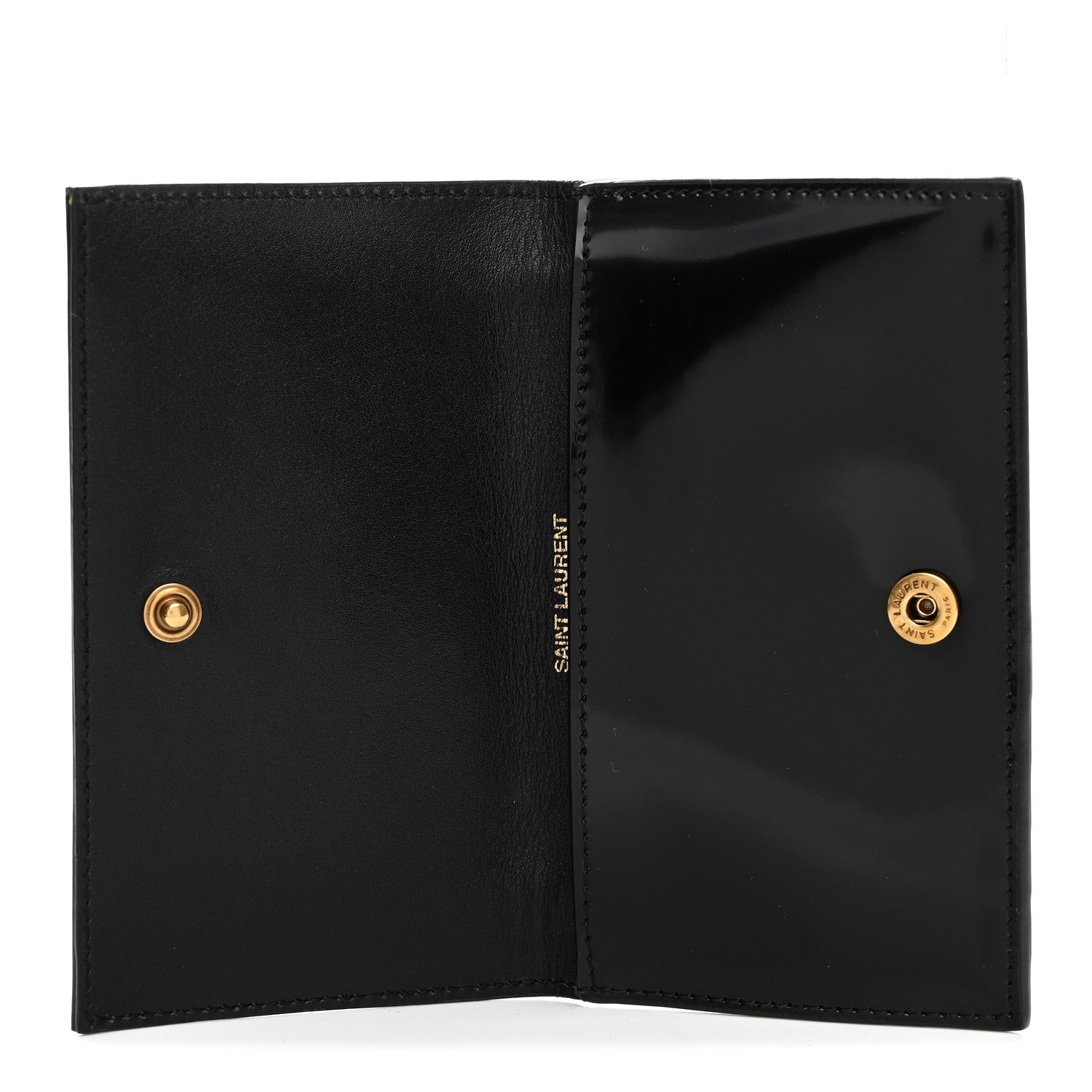 Saint Laurent Nappa Patent Calfskin Two-Toned Monogram Flap Wallet Alabastro Black 5 of 8