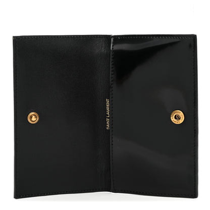 Saint Laurent Nappa Patent Calfskin Two-Toned Monogram Flap Wallet Alabastro Black 5 of 8