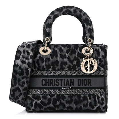 Christian Dior Canvas Mizza Embroidered Medium Lady D-Lite Gray 1 of 8