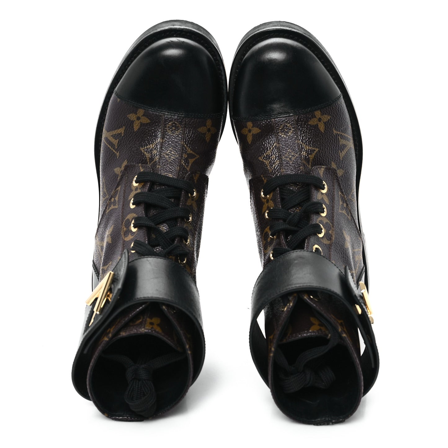 Calfskin Monogram Wonderland Flat Ranger Boots 35.5 Black