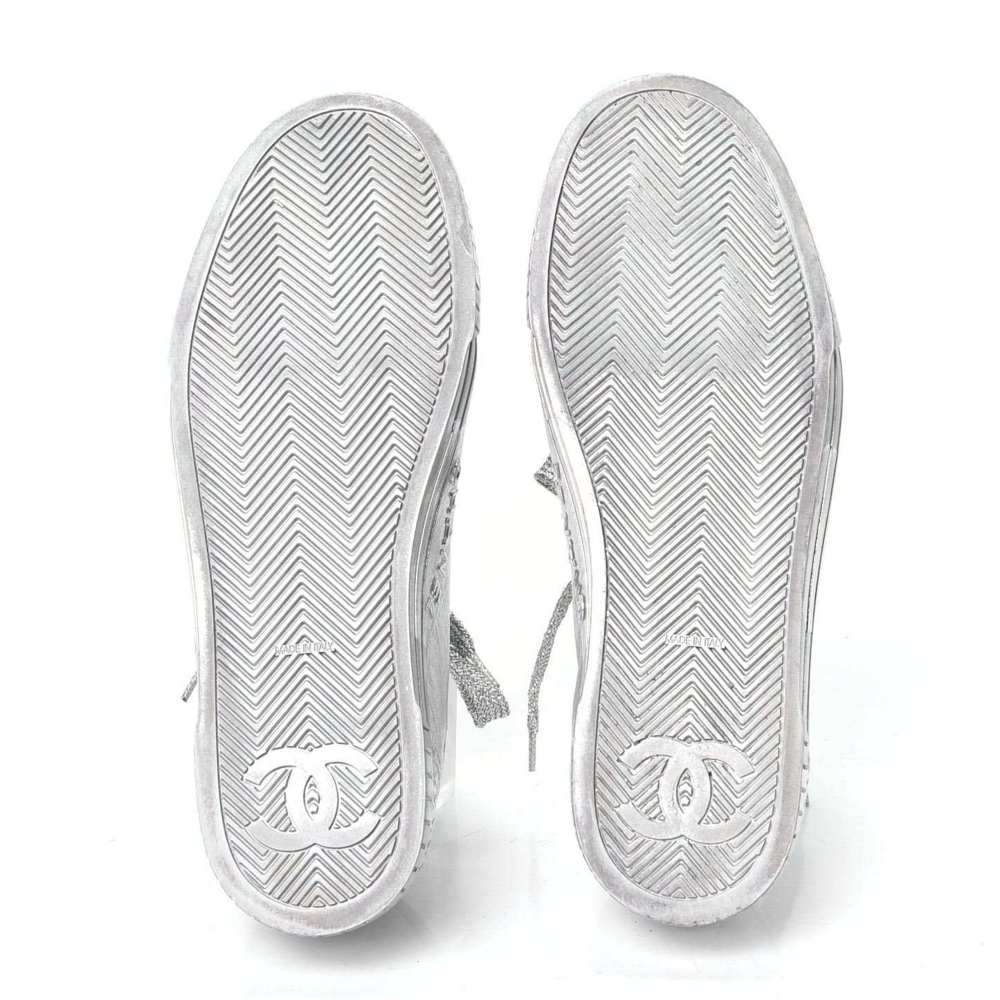 Laminated Lambskin Sneakers 37.5 Silver