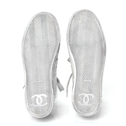 Chanel Laminated Lambskin Sneakers 37.5 Silver 5 of 5