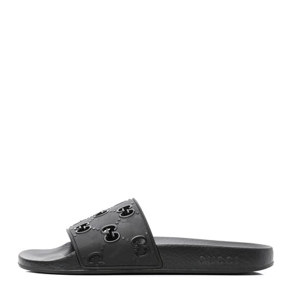 Gucci Rubber GG Monogram Perforated Womens Slide Sandals 40 Black 1 of 7