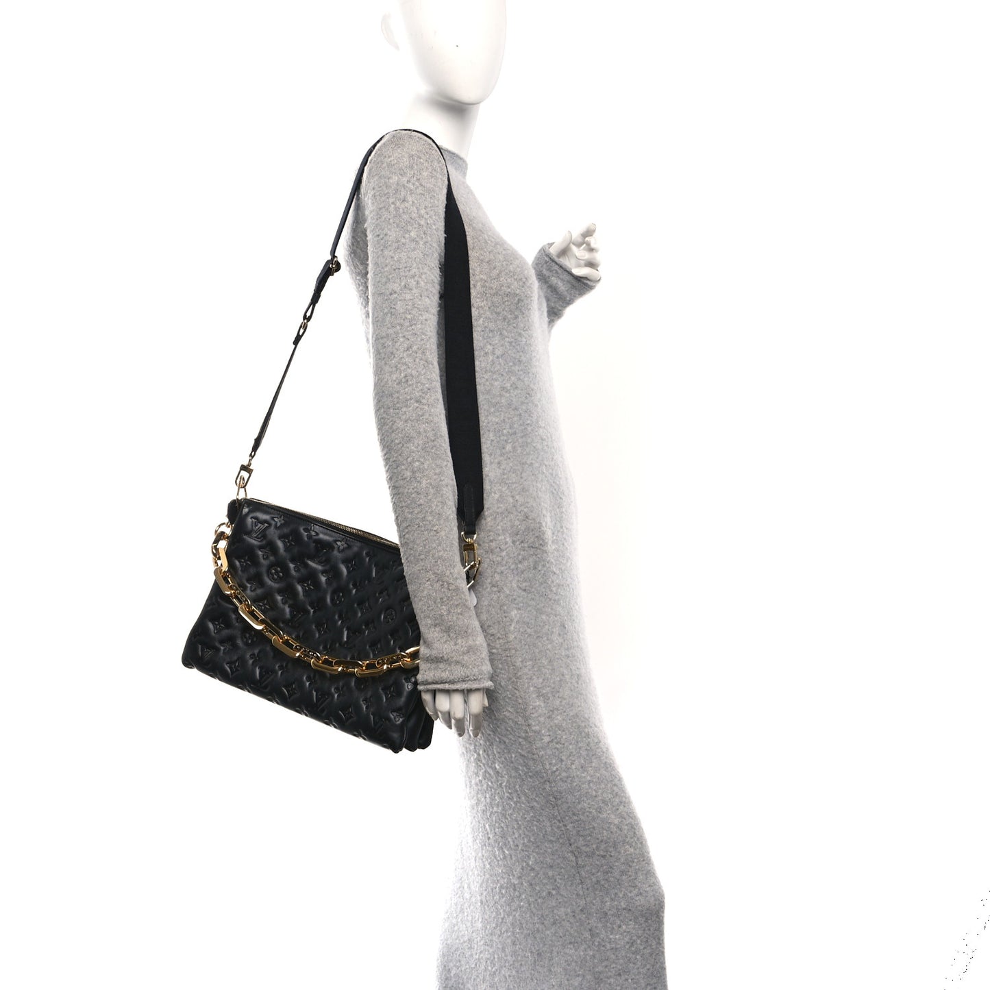 Lambskin Embossed Monogram Coussin MM Black