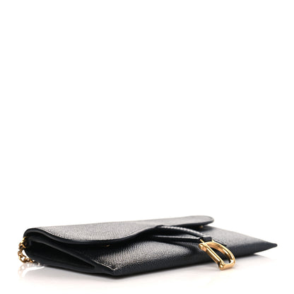 Christian Dior Grained Calfskin Saddle Chain Wallet Pouch Black 4 of 10